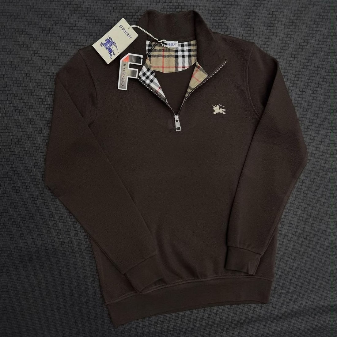 Burberry Dukserica s patentom do pola i karo ovratnikom