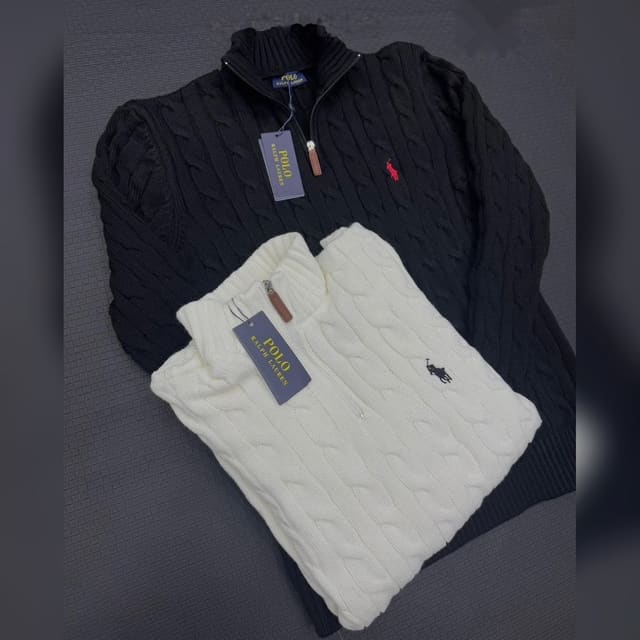 Ralph Lauren Pleteni džemper s pletenicama i patentom