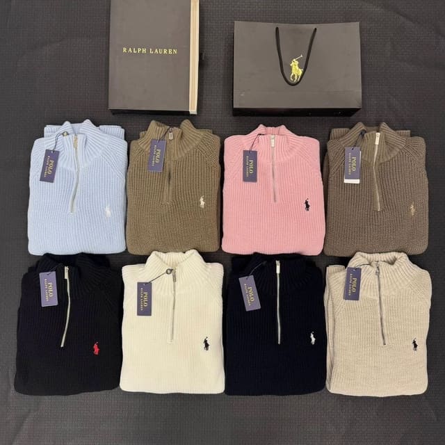 Ralph Lauren Pleteni džemper s patentom do pola